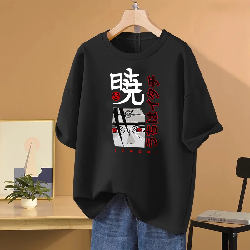 우치하 이타치 프린트 애니메이션 나루토 티셔츠, 남녀공용, 레저 스포츠, 스트리트, 학생 커플 티셔츠