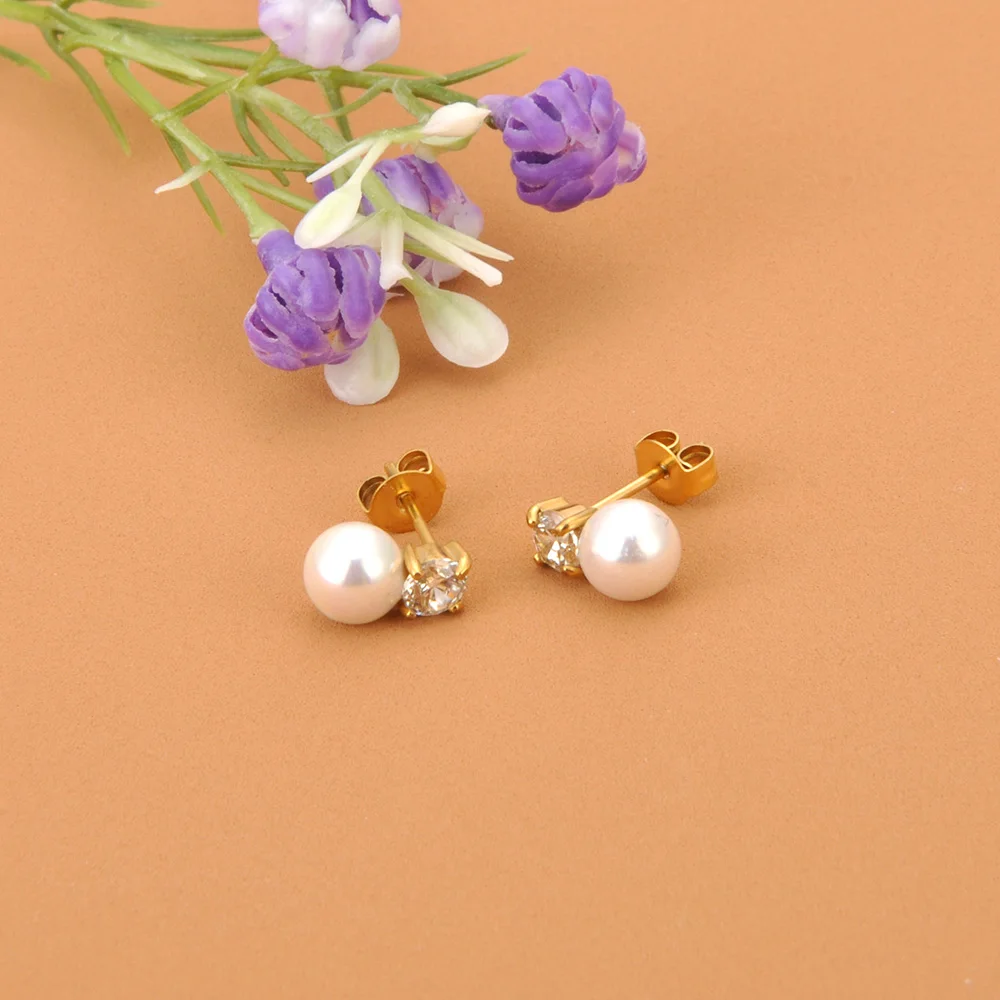 JeeMango Edelstahl-Ohrstecker mit simulierten Perlenknoten für Damen, vergoldete Creolen, niedlicher Schmuck für den täglichen Gebrauch, E26075 – Detail 16
