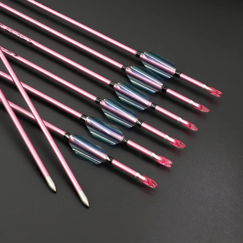 12pcs Spine 5001000 Spiral Vanes Pure Carbon Arrow Pink Id4.2mm 31inch