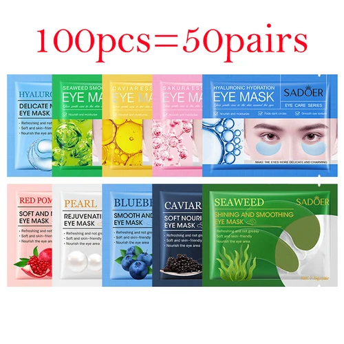 크리스탈 콜라겐 아이 마스크 보습 다크 서클 방지 사쿠라 아이 패치, 눈가 스킨 케어, 100 개 = 50 쌍 2