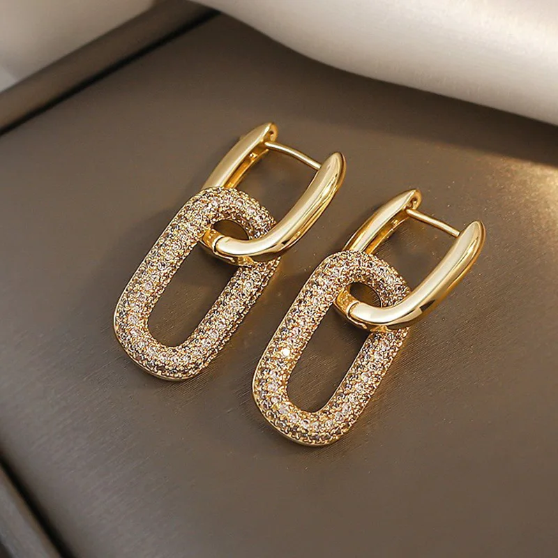 Retro Double Loop Design Drop Earrings Gold Silver Color Geometric Round Earrings for Women Girls Punk Hip Hop Fashion Jewelry