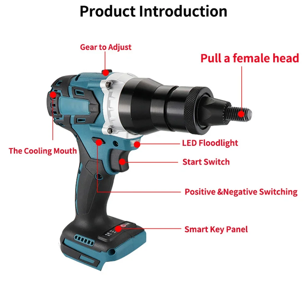 Rivet Gun Rivet Nut Tool Rivet Gun Set Powerful Brushless Electric Rivet Nut Machine Kit