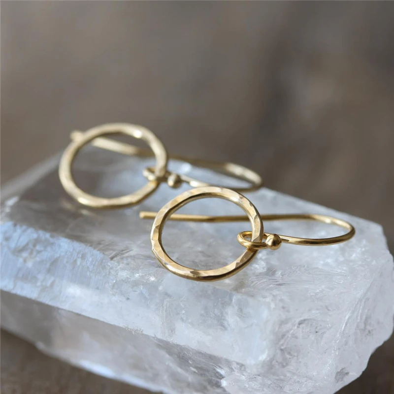 

Real 14K Gold Filled Trendy Circle Drop Earrings Everyday Wear Minimalist Earrings For Women Fine Jewelry Bridesmaid Gift