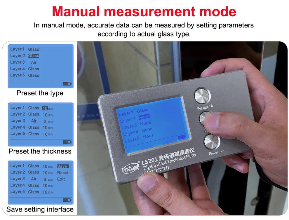Glass Thickness Gauge Digital Laser Glass Thickness Meter Window Glazing Measuri