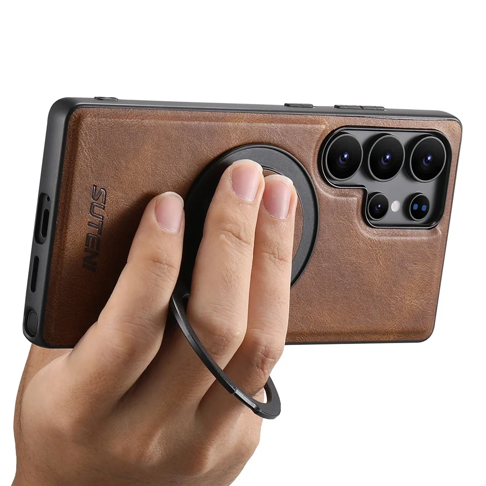 Magnetic Foldable Leather Phone Case with Stand and Wireless Charging Compatibility