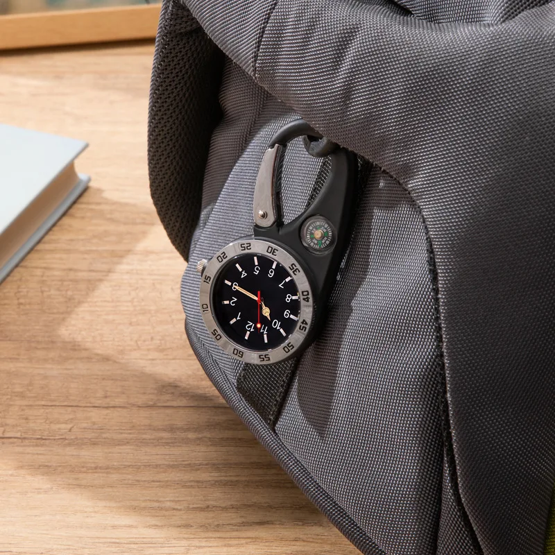 Ziyonix Clip-on Watch Orologio Sportivo con Moschettone, Orologio Infermiere Bagliore Al Buio Orologio Al Quarzo Multifunzione Orologio da Tasca per Dottore Infermiera Arrampicata (Nero