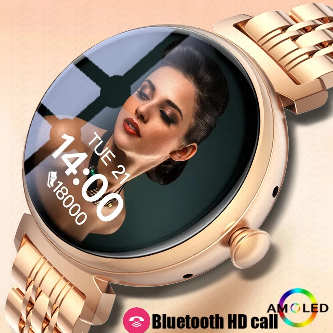 New Fashion Women Smart Watch Amoled454 * 454 Hd Sport Ladies Watches Screen Mostra Sempre Il Tempo Bluetooth Call Smartwatch Impermeabile