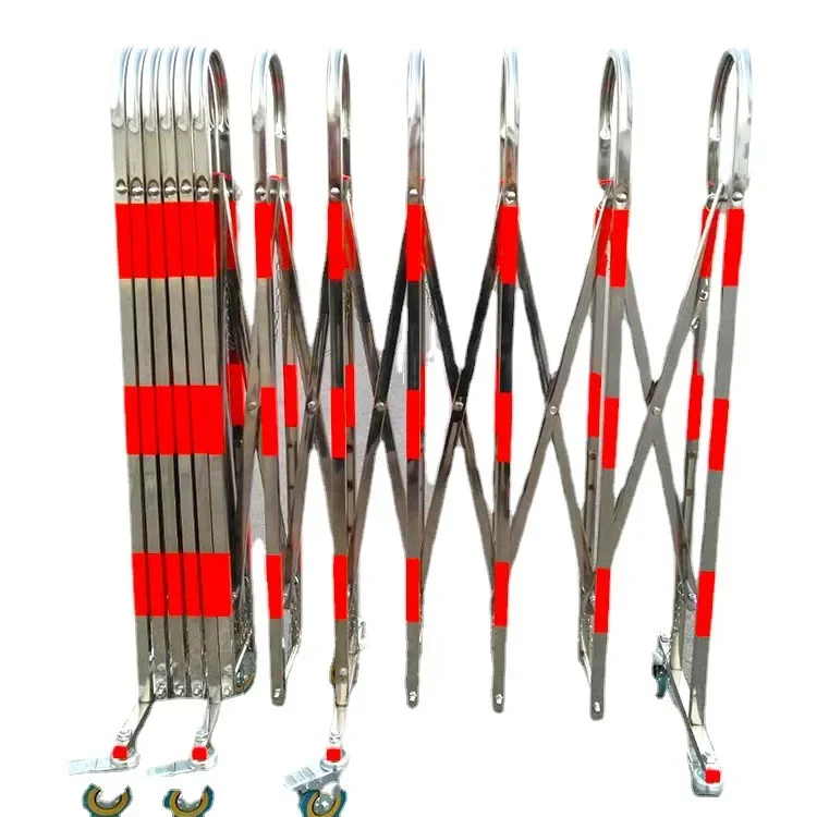 Stainless Steel Telescopic Fence Mobile Guardrail Construction Enclosure School Safety Folding Fence External 1.2x2.5cm.