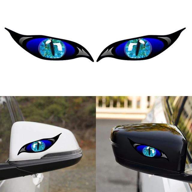 Autocollants en vinyle pour voiture autocollants drôles motif yeux jaunes  rétroviseur (2PS)