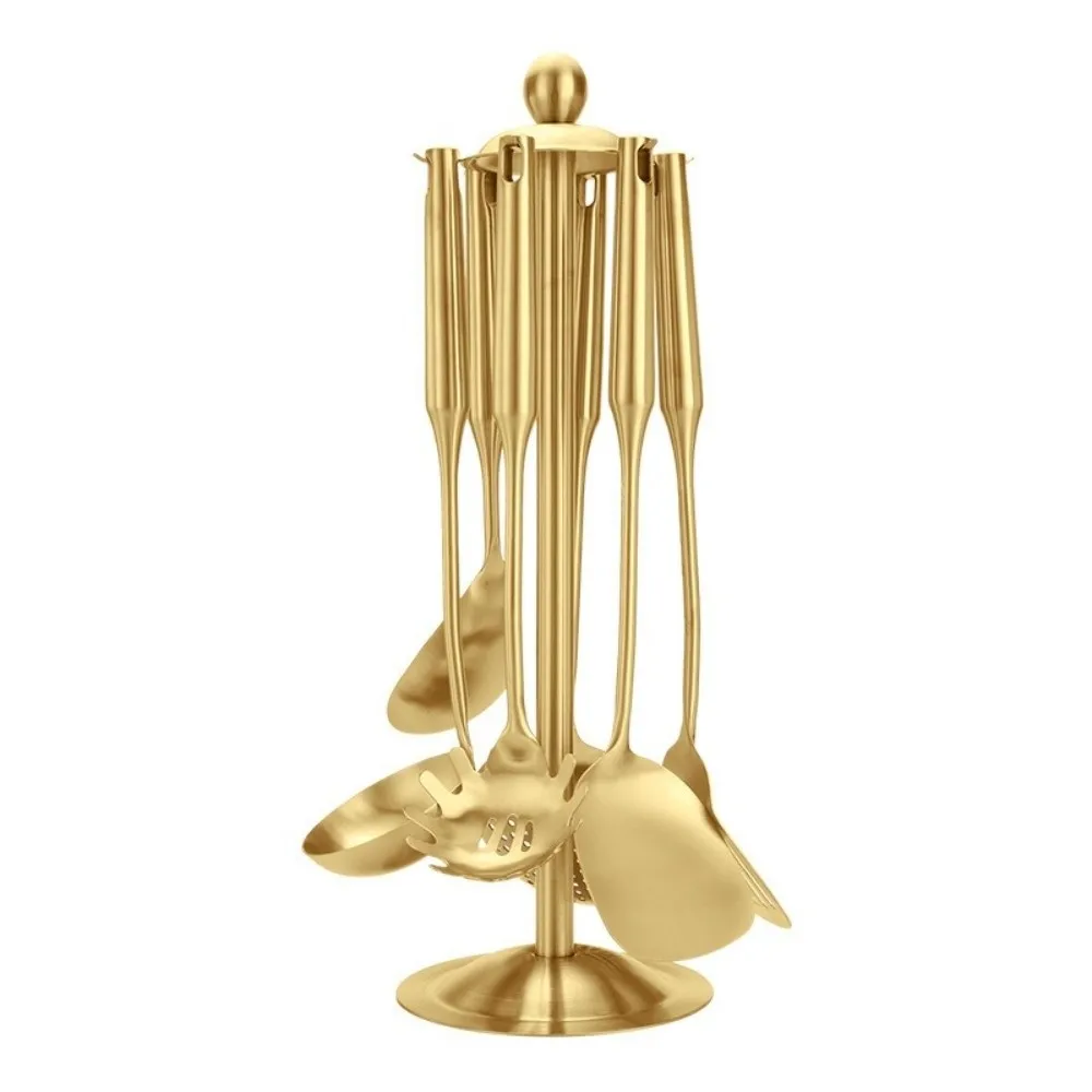 Elegant Gold & Stainless Steel Kitchen Utensil Set - Heat Resistant, Non-Stick Cooking Tools