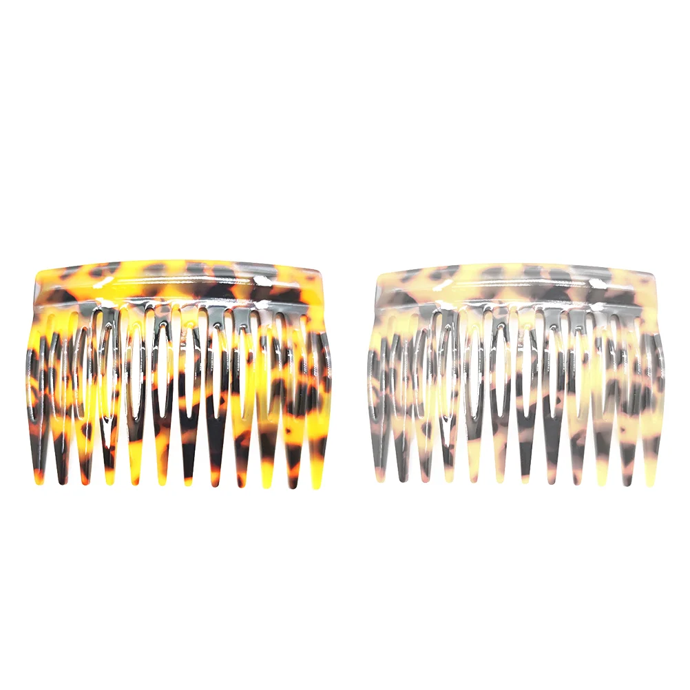 

2 Pcs French Leopard Comb Hair Styling Tool Hairdressing Combs Bangs Accessories Jewelry Teeth Acetate Fiber Clips Jewls