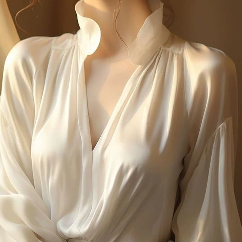 

Женский топ с длинным рукавом, офисные пуловеры белого цвета, одежда для весны и осени