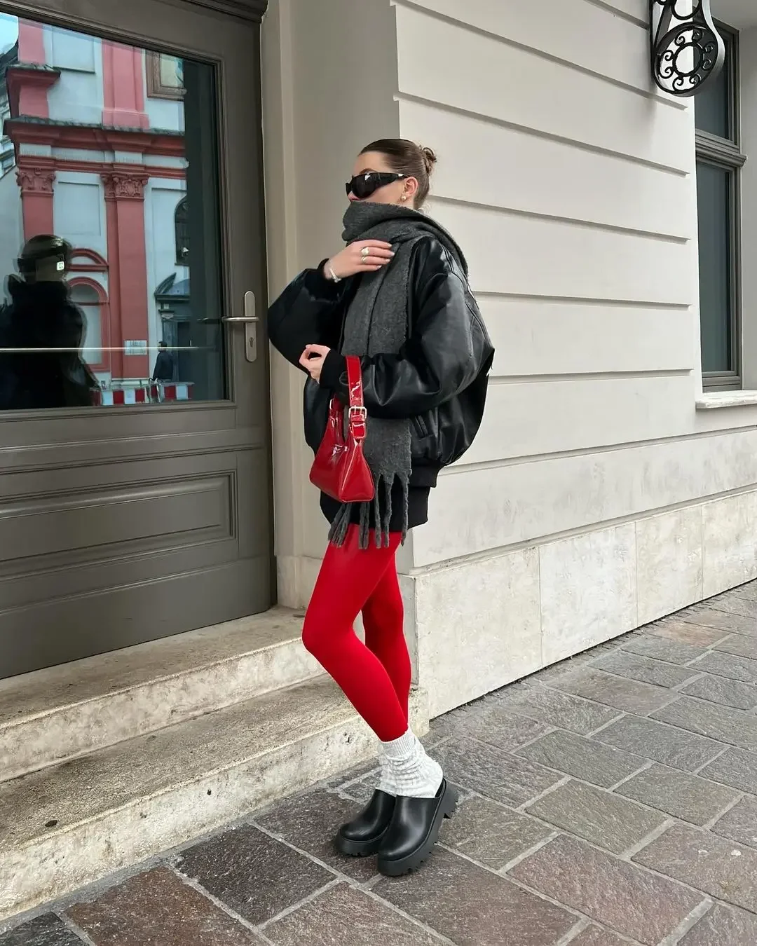 Talenza Superelastische große Damenstrumpfhose, rote Farbe, schlankmachende Leggings für Frühling, Herbst und Winter – Detail 10