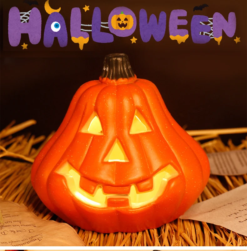 Description Picture 2 of itemHalloween Pumpkin Led Lamp Creative Lantern Decoration Flashing Ghost Festival Glowing Shopping Park Indoor Garden Decorat Props