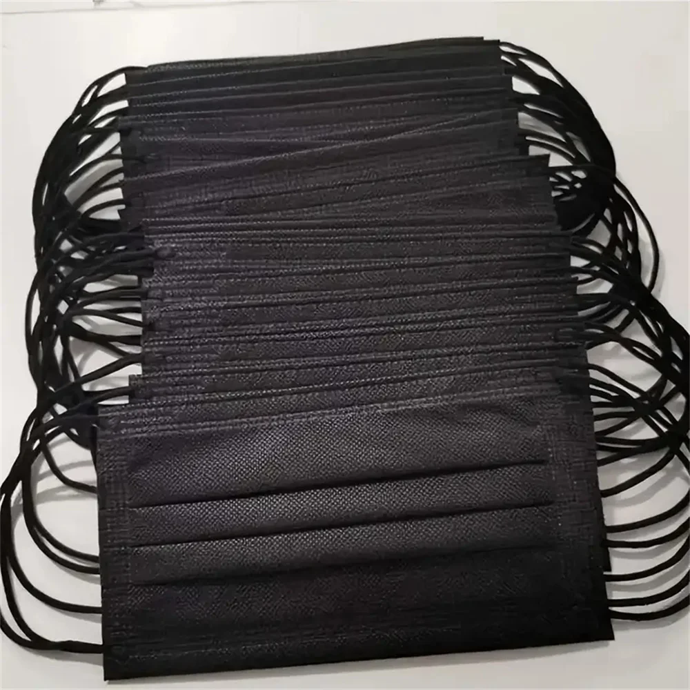 200pcs Black Disposable Face Masks 3 Layers Ply Filter Nonwove Anti Dust Breathable Protective Safe Facemask Adult Mouth Mask