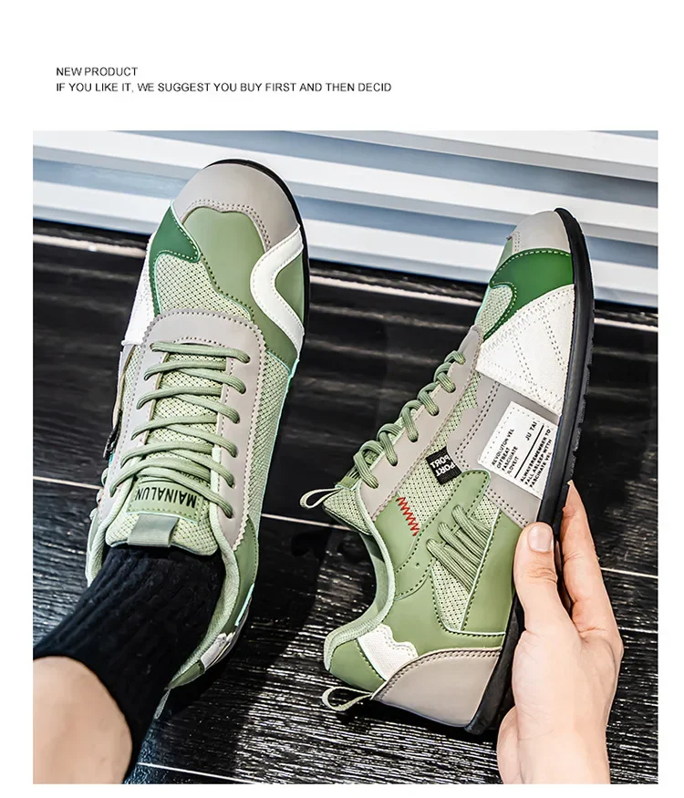 Large Size Men's Casual Sports Shoes Breathable Upgraded Version Summer Season Cross-Border Popular Style Flat Laced Ankle-High