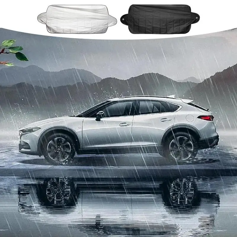 

Windshield Cover For Ice And Snow Windproof Frost Snow Cover Coated With Silver Cloth Car Sunshade And Snow Shield accessories