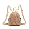 New Women Straw Backpack Rucksack Geometric Tassel Travel Bag Korean Version Girls Student Bags Casual Zipper Softback Backpack 1