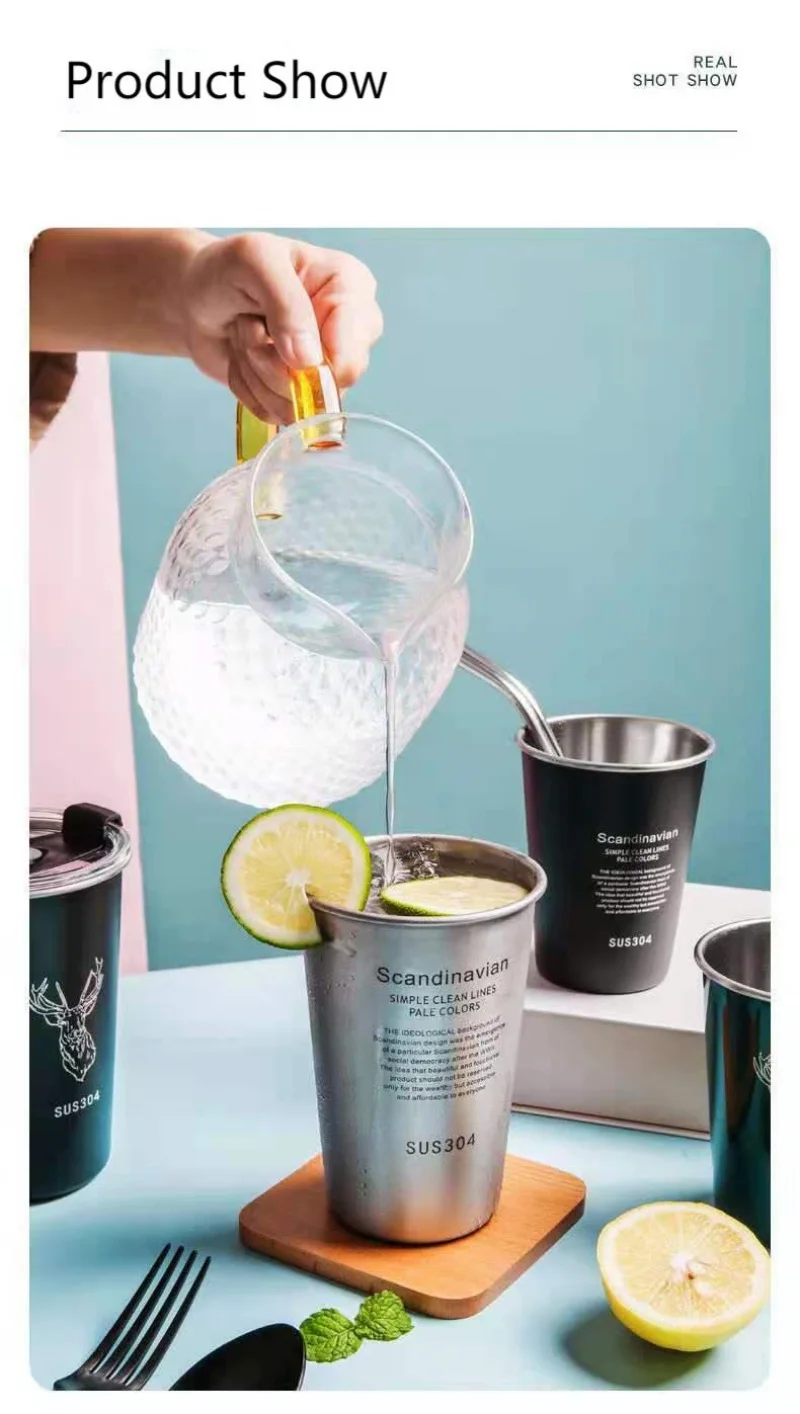Lot De 2 Mugs Isothermes En Acier Inoxydable 304 - 280 Ml Double Paroi - Avec Poignée - Pour Café, Thé, Lait - 14