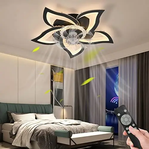 

Low Profile Ceiling Fan with Lights,110v Dimmable Flower Ceiling Light Fan With remote control/app control,Timing 6 Gear Speeds