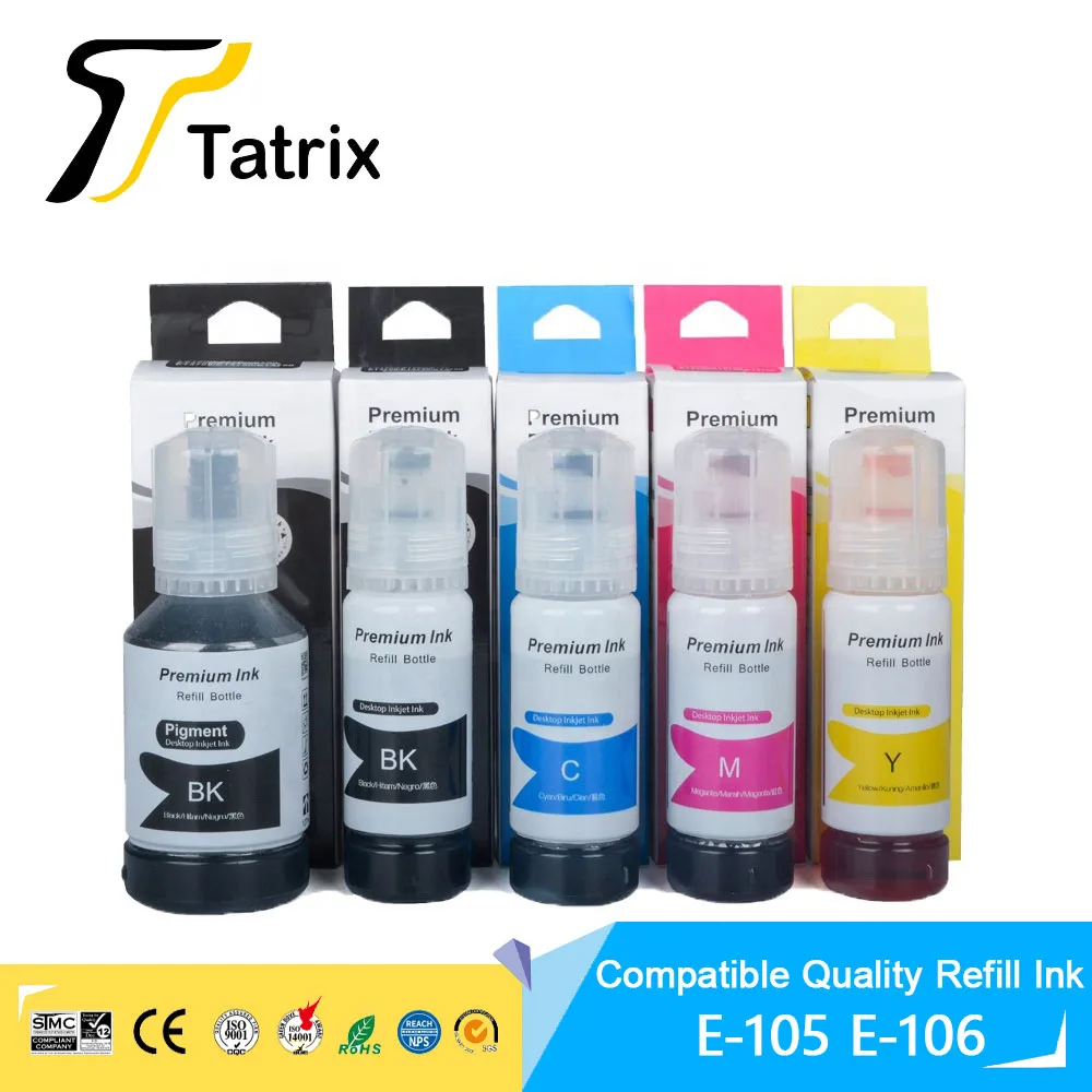 Inchiostro Di Ricarica Compatibile Di Qualità Tatrix Per Epson 105 106 Inchiostro Ecotank Per Stampante Epson Ecotank Et-7700/Et-7750/L7160/L7180