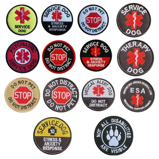 Service Dog Embroidered Badge Therapy Dog Do Not Distract Sign Hook