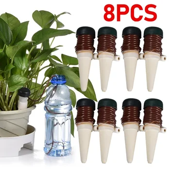 Goutleurs auto-arrosage 8 pièces, outil d'irrigation automatique des racines profondes pour pots de fleurs et plantes bonsaï 1