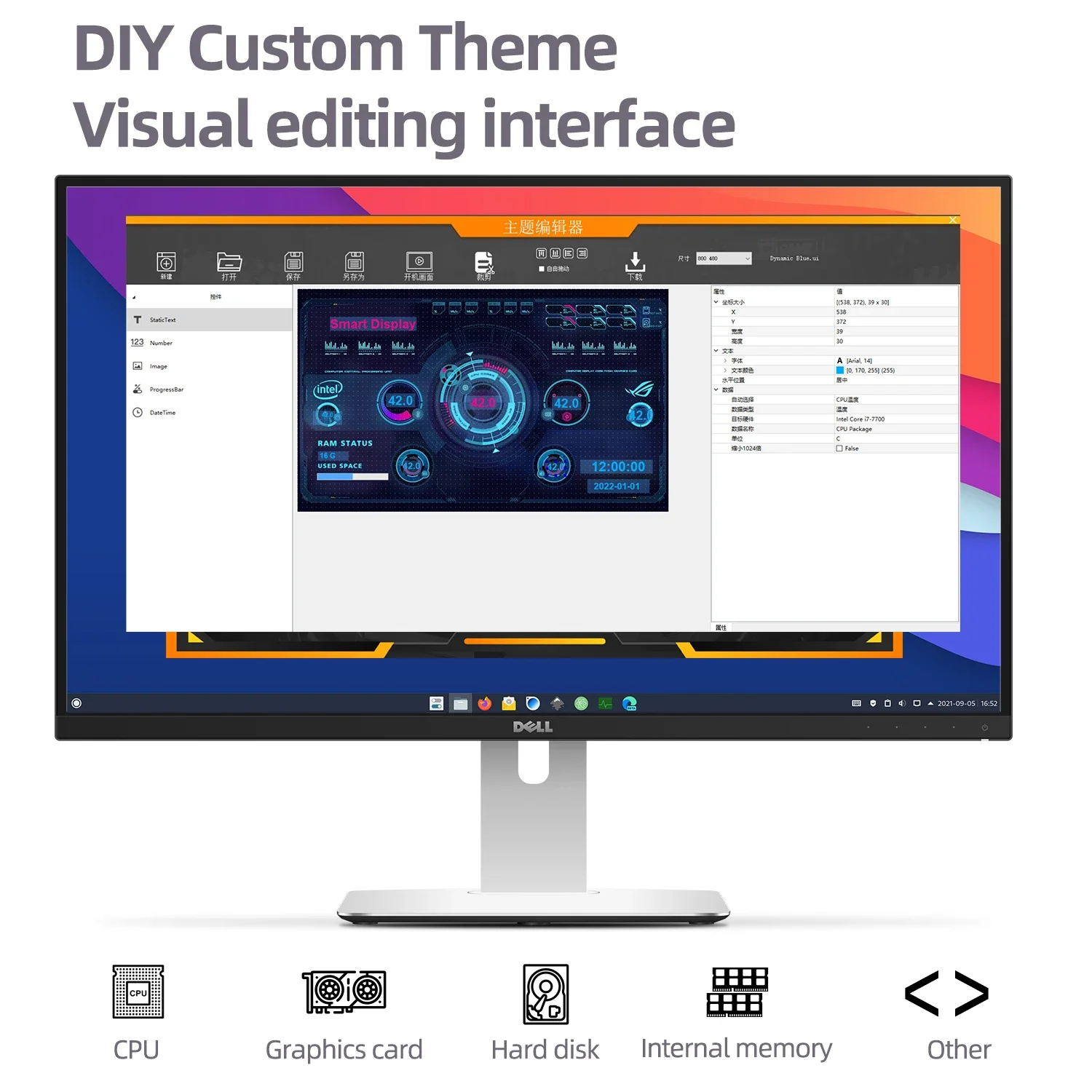 5 Inch IPS Type-C Secondary Screen Computer LCD Monitor Display USB Dynamic Sub-Screen Support Vertical Freely AIDA64 computer lcd monitor