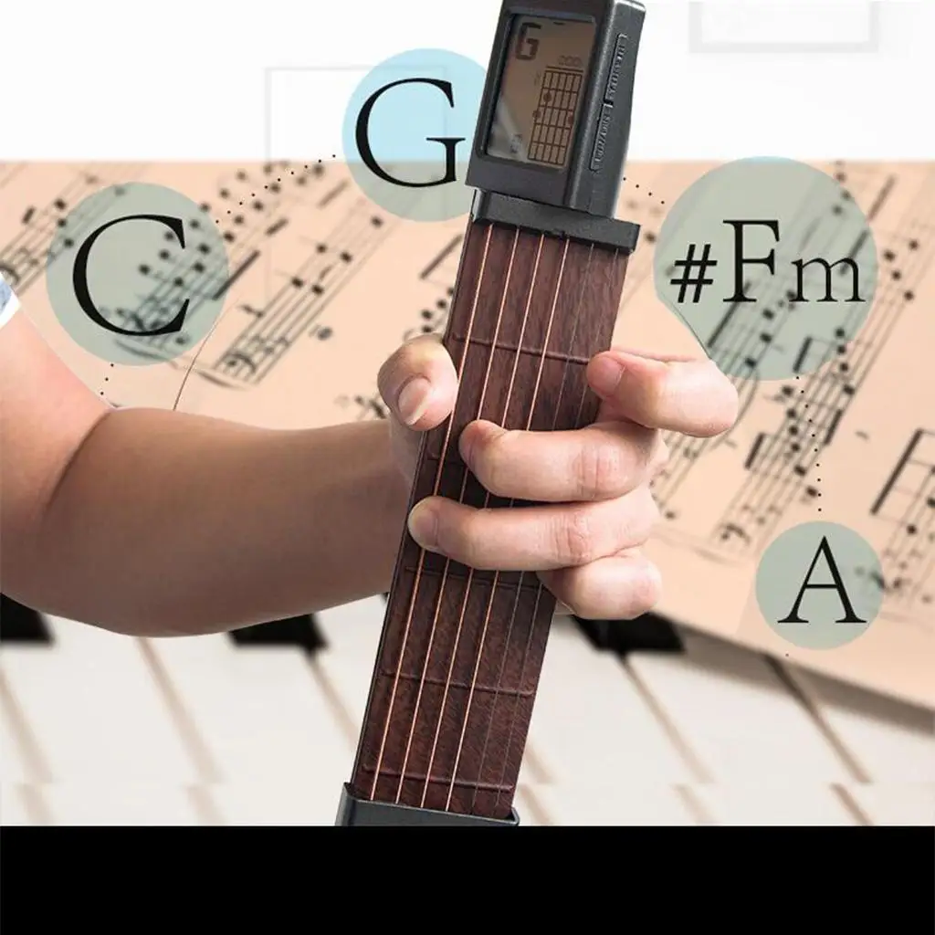 Pocket Guitar, Left Hand Portable 6 String Guitar Trainer Guitar Finger