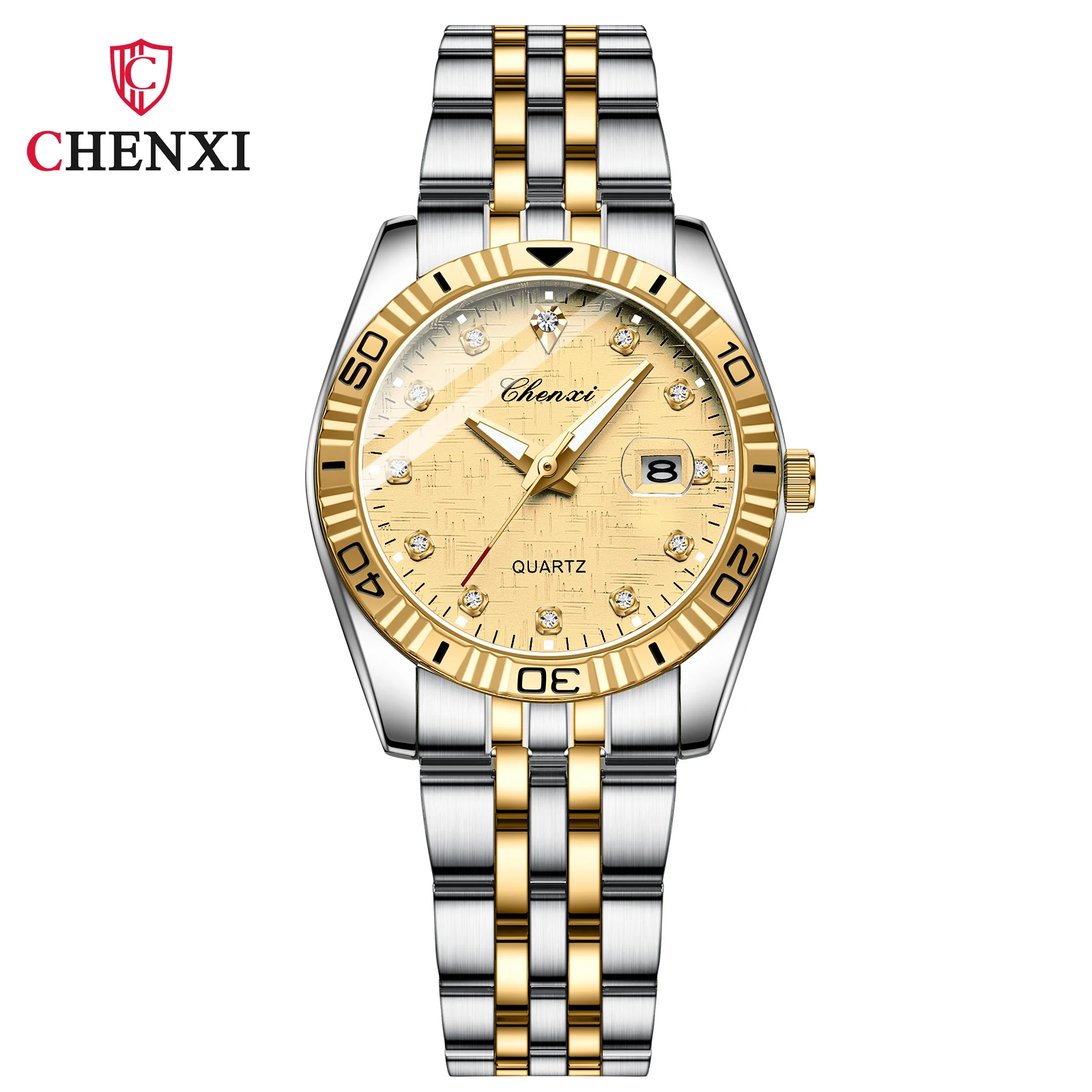 ساعة CHENXI 8201B كوارتز للزوجين، ساعة يد أنيقة بح...