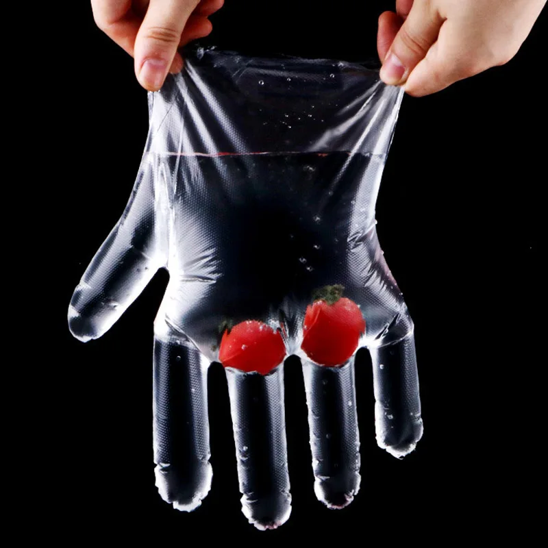 Eco-Friendly Transparent Disposable Plastic Gloves - 200 Pack, Individually Packaged for Kitchen Use, Large Size