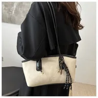 Y2K Trend PU Leather Work Shoulder Bag Large Capacity Simple Female Crossbody Bag Solid Color Commuting Bag Women Female 3