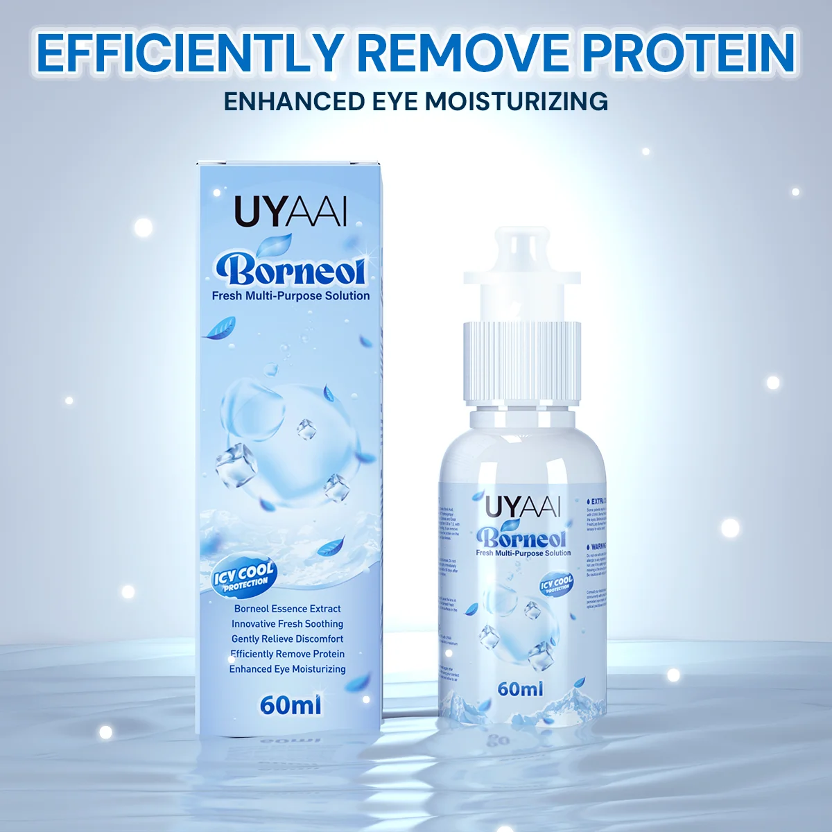 Borneol Essence Extra Color Contact Lenses Care Solution 60ml Icy Cool Protection Gently Relieve Discomfort Fresh Soothing
