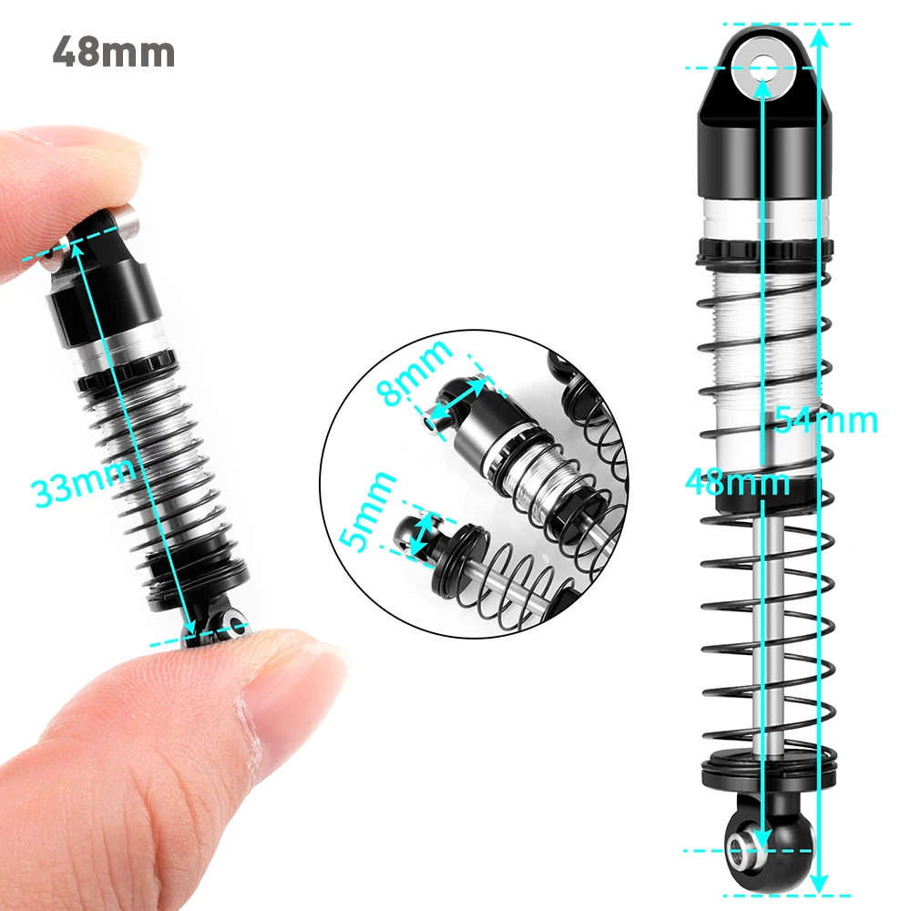 AXSPEED 4개 알루미늄 33/36/38/43/48mm 오일 쇼크 업소버 댐퍼 (Axial SCX24 Deadbolt C10 Wrangler Gladiator Bronco 1/24 RC 자동차용)