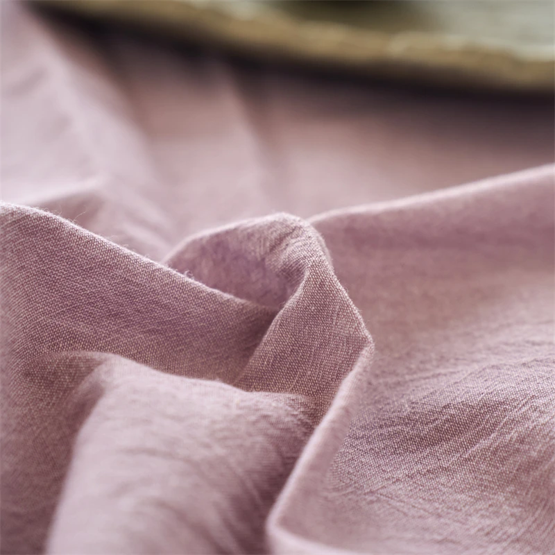Simple Soft Plain Dyed 100% Washed Cotton Kids Baby Grade A Comfortable Flat Sheet Set 3Pcs Solid Color Bed Sheet 2 Pillowcases, 3