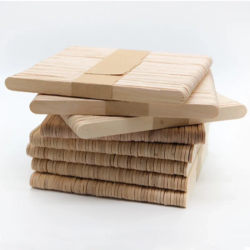 50pcs Ice Cream Popsicle Sticks Natural Wooden Sticks Ice Cream Spoon Hand Crafts Art Lolly Cake Tools ice cream sticks disposal lollipop sticks