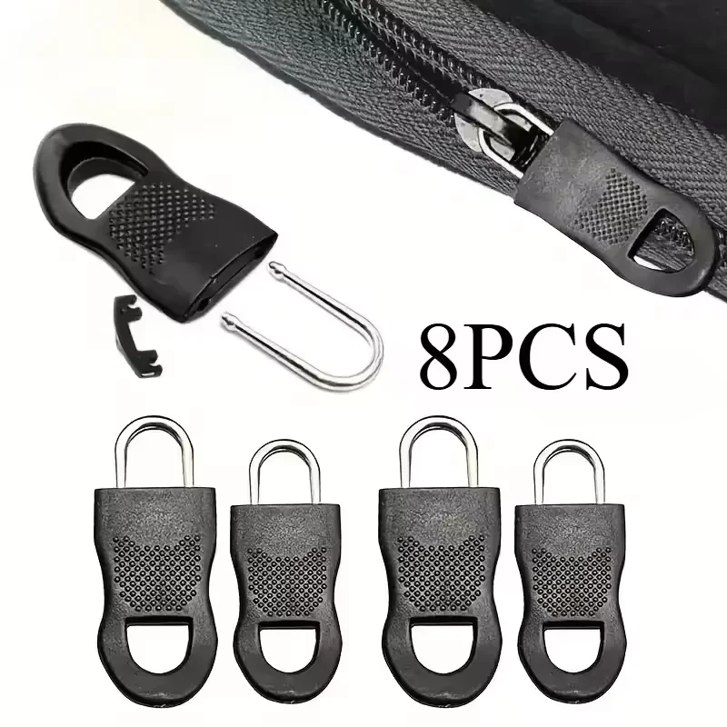 8Pcs Replacement Zipper Pull Puller End Fit Rope Tag Clothing Zip Fixer Broken Buckle Zip Cord Tab Bag Suitcase Backpack Tent