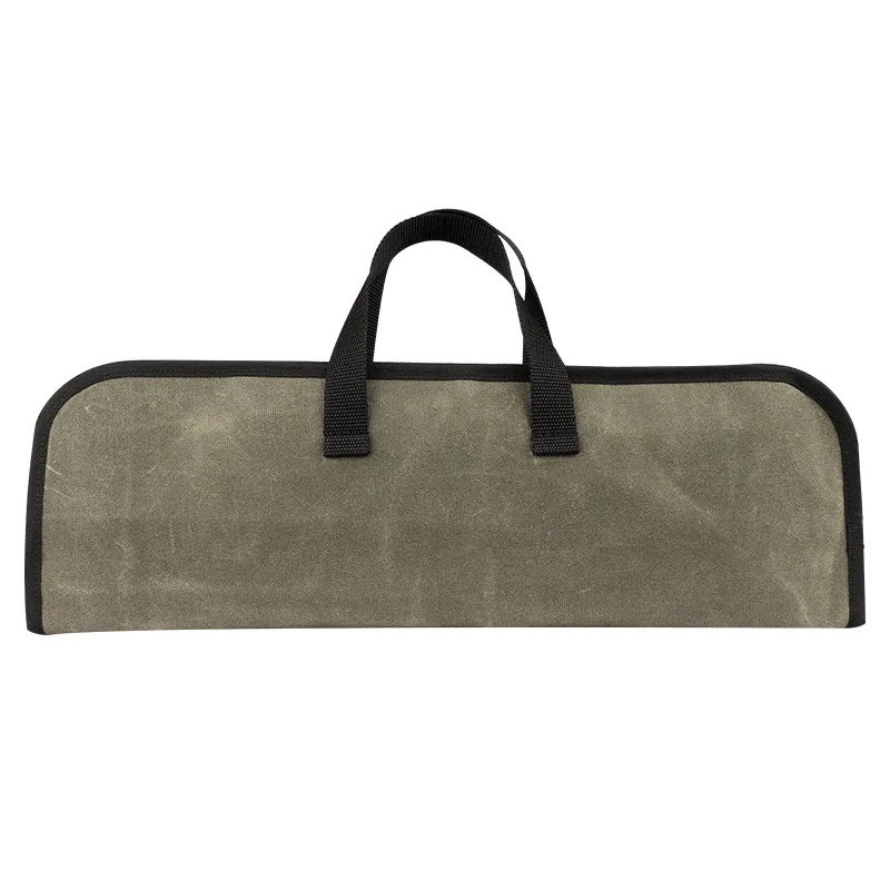 Portable Travel Picnic Chef Knife Roll Bag Canvas 4 Slot Kitchen Knife Storage Pocket Slicing Santoku Knife Carry Case Organizer