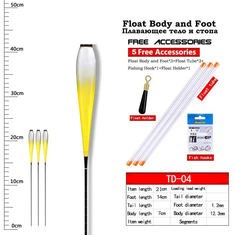 3PCS Nano Float Fuß Float Körper + 3PCS Rohre + 1 Tasche Haken + 1 Float Rest leuchtende Boje Körper Keine Schwanz Keine CR425 Batterie Angelgerät – Detail 11