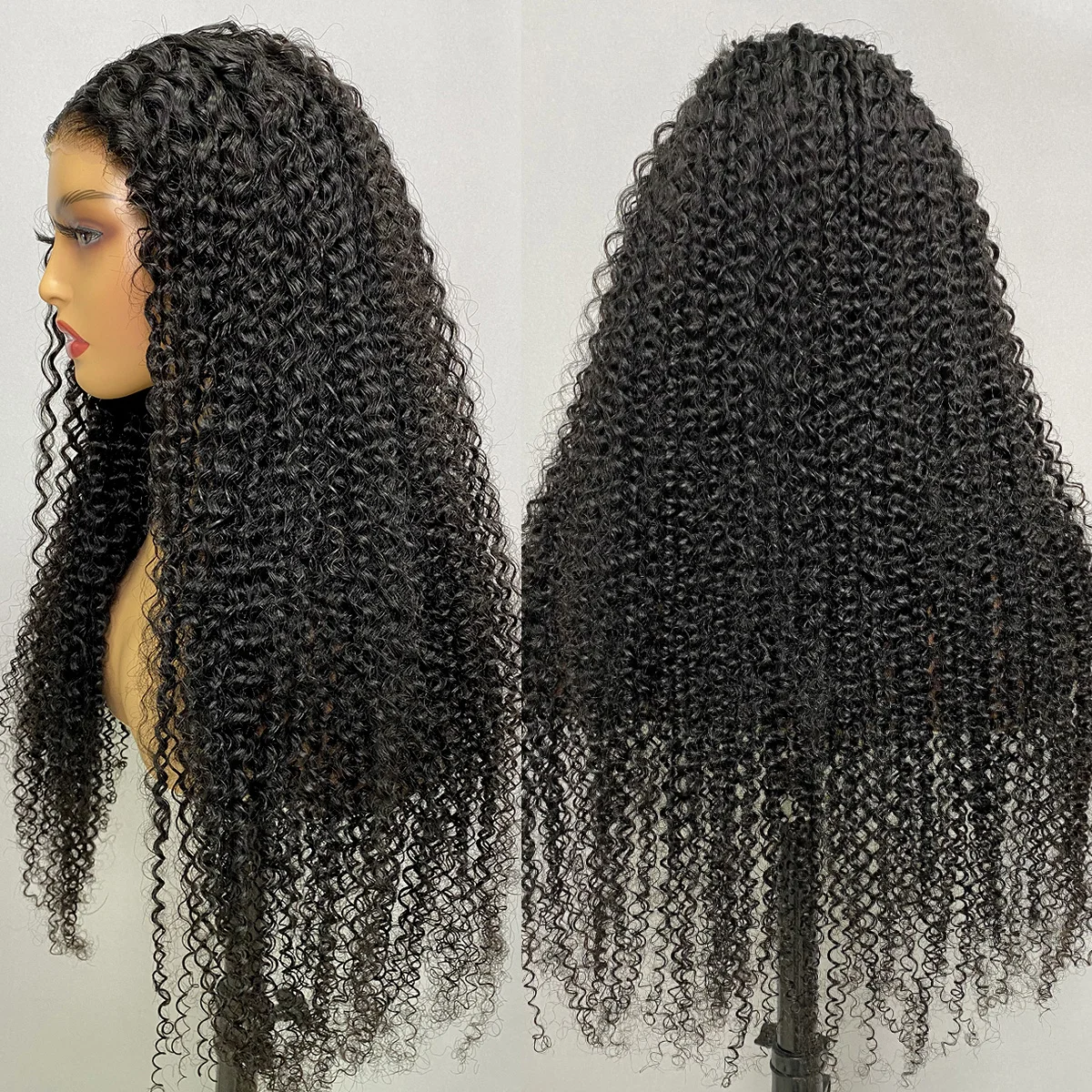 킨키 곱슬 접착제 없는 레이스 가발, 미리 뽑은 킨키 곱슬 레이스 가발, 아프로 곱슬 인모 가발, 착용 준비 완료, 20-32 인치, 6x4