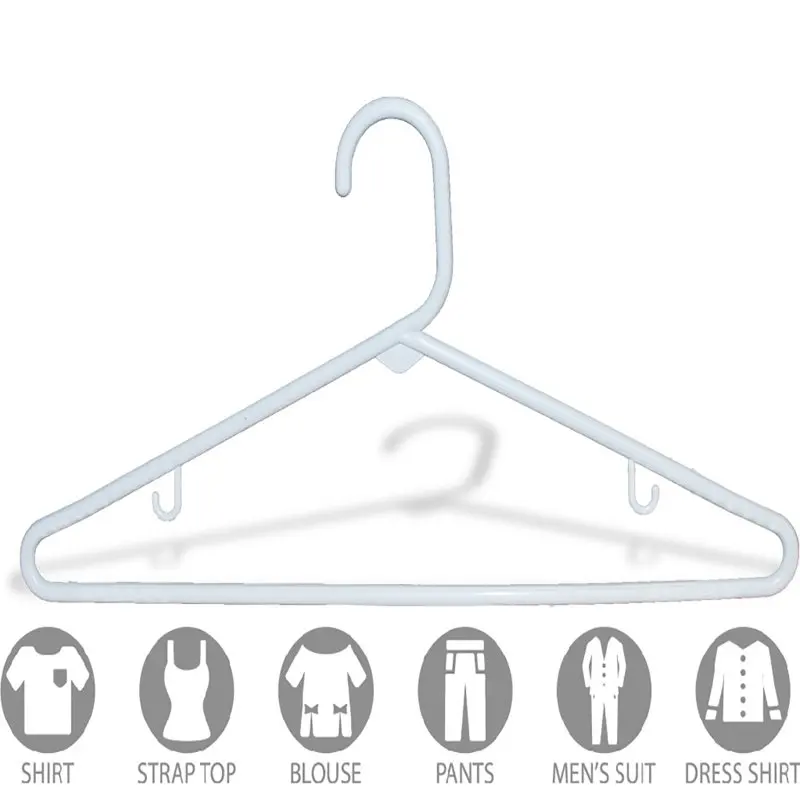 

Hanger White Plastic Tubular Suit Hanger for Tops or Pants, 144 Pack