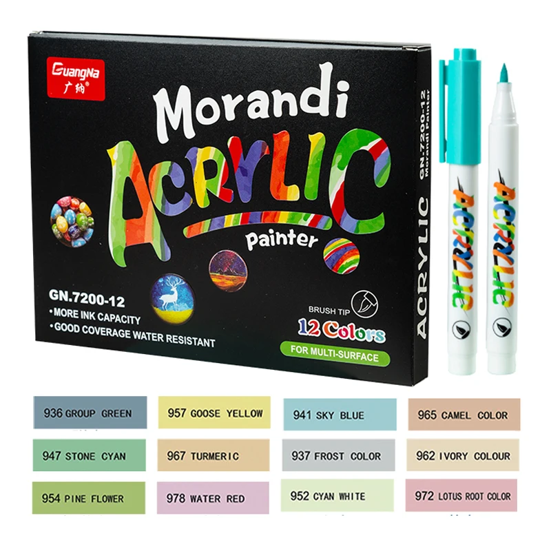12/24 farben Acryl Farbe Marker Stifte für Rock Malerei, Stein, Keramik, Glas, Holz, Metall, stoff Leinwand Kiesel Pinsel Spitze – Detail 3