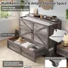 Murphy Bed, Cabinet Bed with Charging Station Large Storage Drawer for Home Office or Room, Hideaway Full Foldable Platform Bed 4