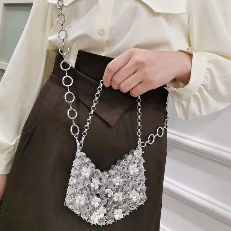 

Новые яркие плетеные сумки ручной работы с бриллиантами на заказ, дизайнерская женская сумочка с кристаллами и бусинами, Высококачественная сумка через плечо с универсальной текстурой