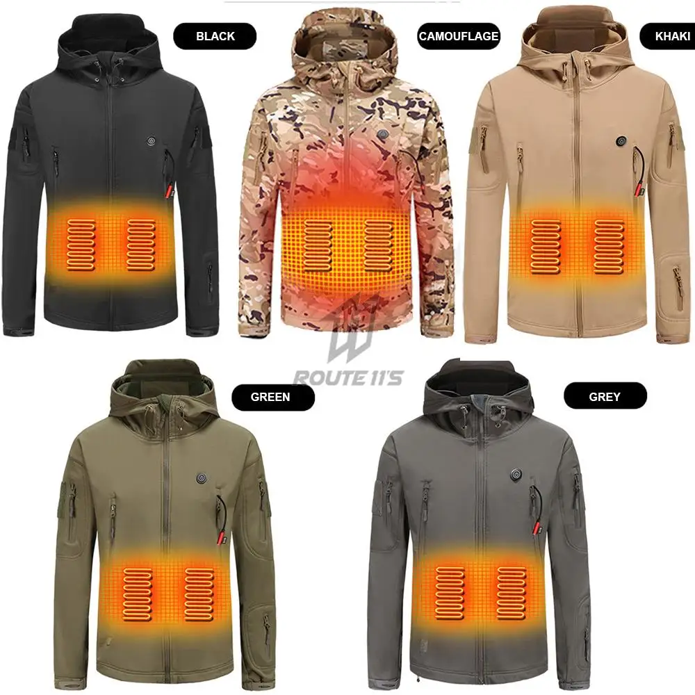 Winter Heated Jacket Motorcycle Men Heated Jacket Skiing Windproof Hiking Keep Warm Bottom Fishing Clothes USB Electric Heating