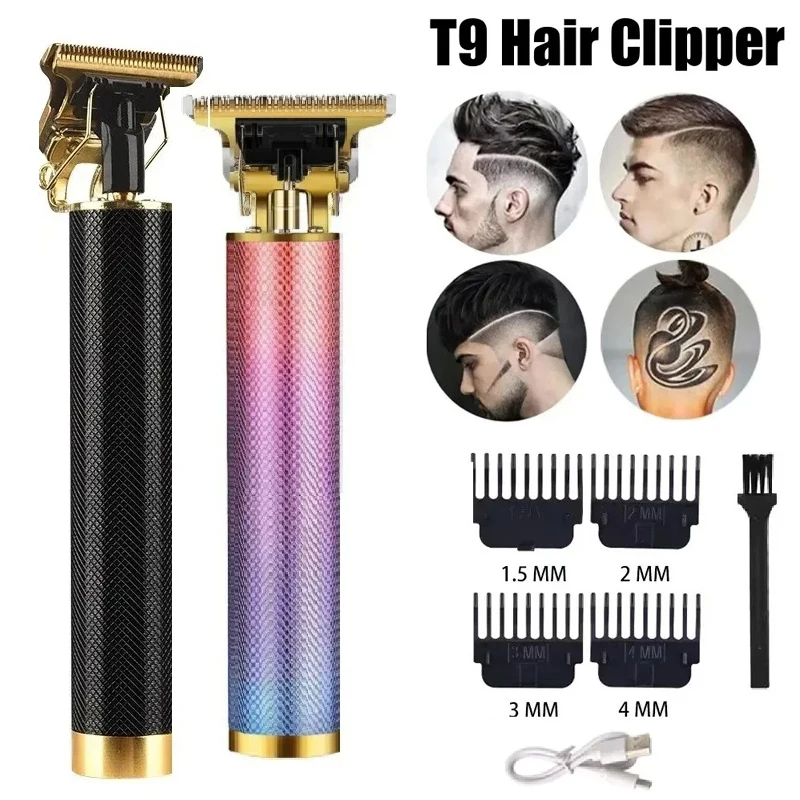 T9 Vintage Hair Trimmer USB Fast Charging Hair Cutting Machine Electric Hair Clipper Portable Shaver Barber Professional Barber