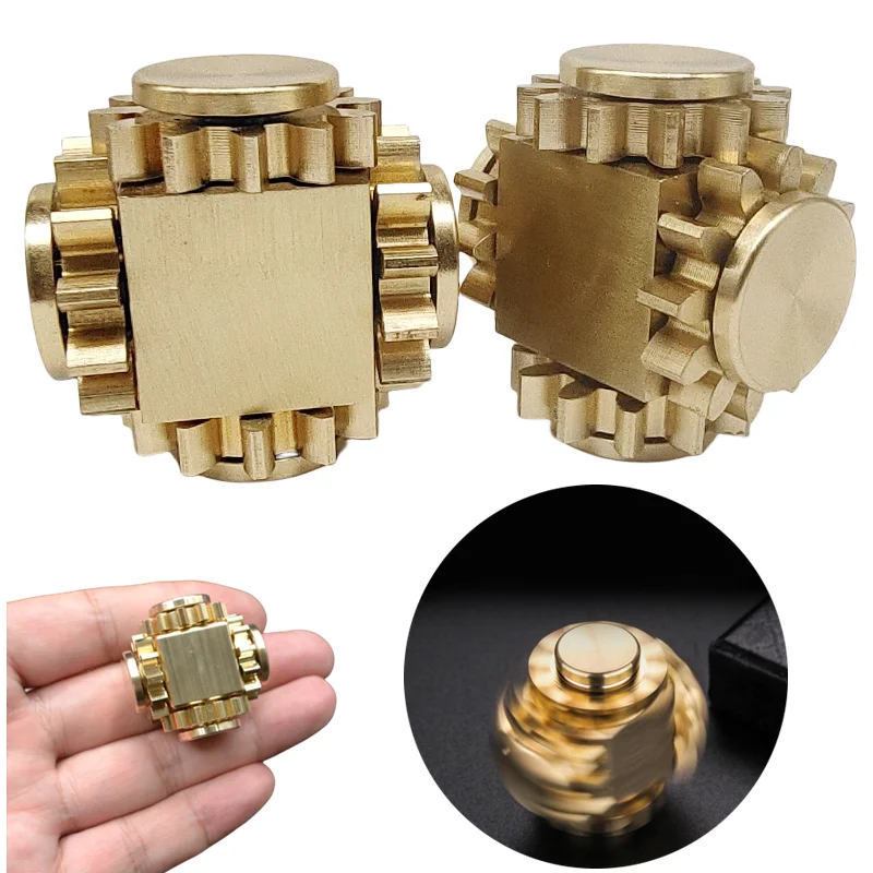 EDC Pure Brass Fidget Spinner Toy | Gear Gyro Metal Stress Hand Spinner Toy |