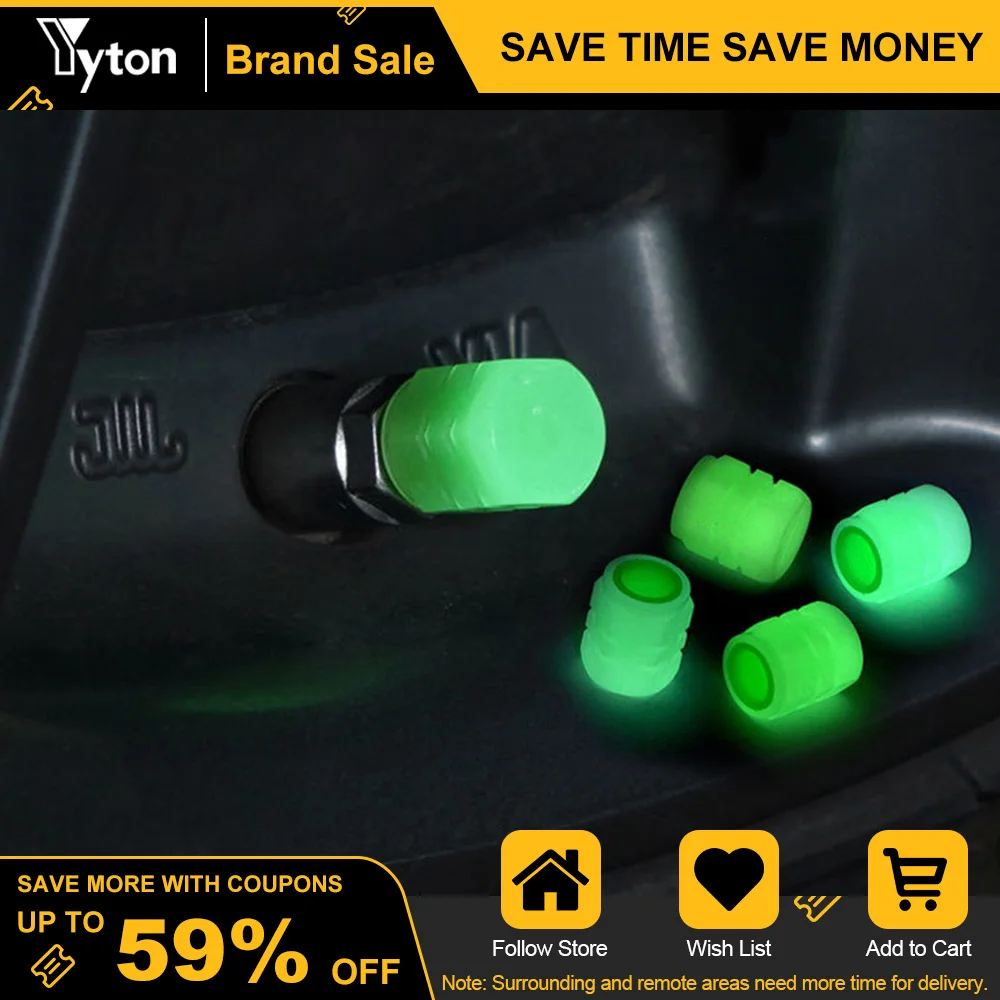 

Yyton 4 Pack Luminous Tire Valve Cap Universal Car Wheel Stem Cover Illuminated Dust-proof Valves Nozzles Car Accessories