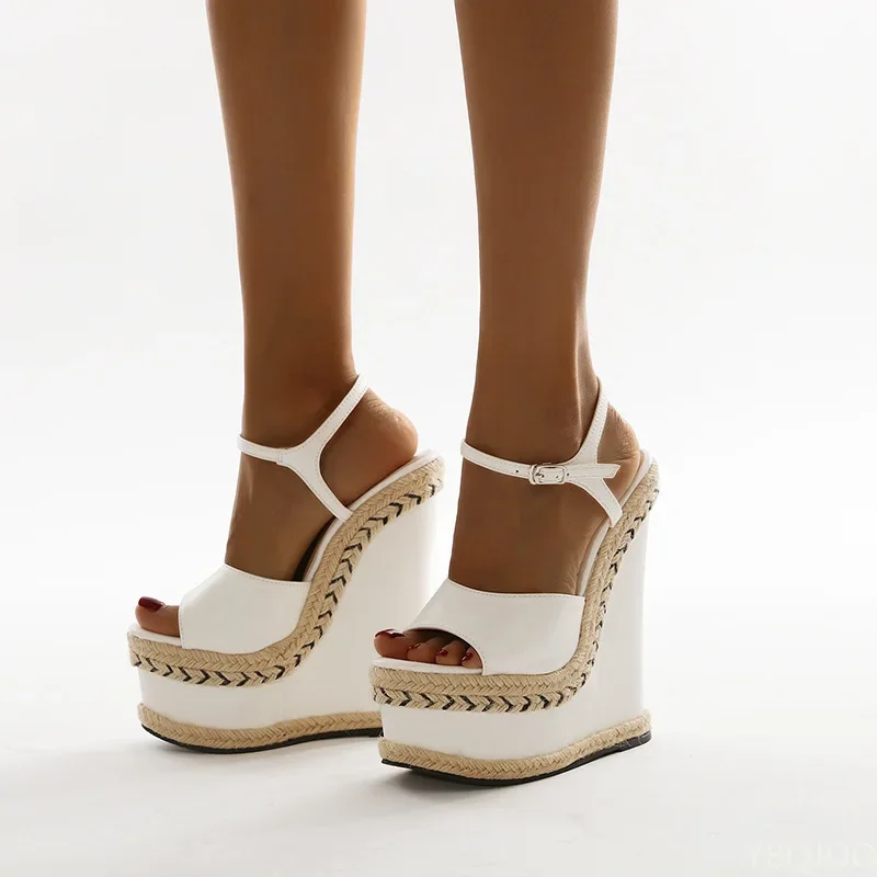 Size 35-42 White Sandals For Women Summer Fashion Open Toe Ankle