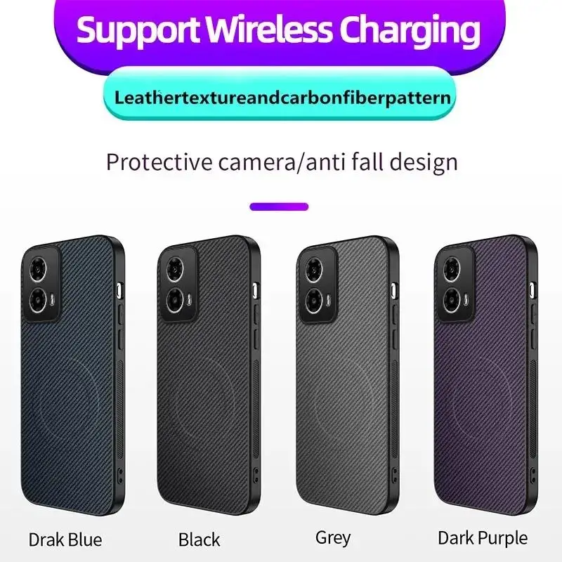 Enhanced Magnetic Wireless Charging Case with Carbon Fiber Texture - Anti-Drop Silicone Cover